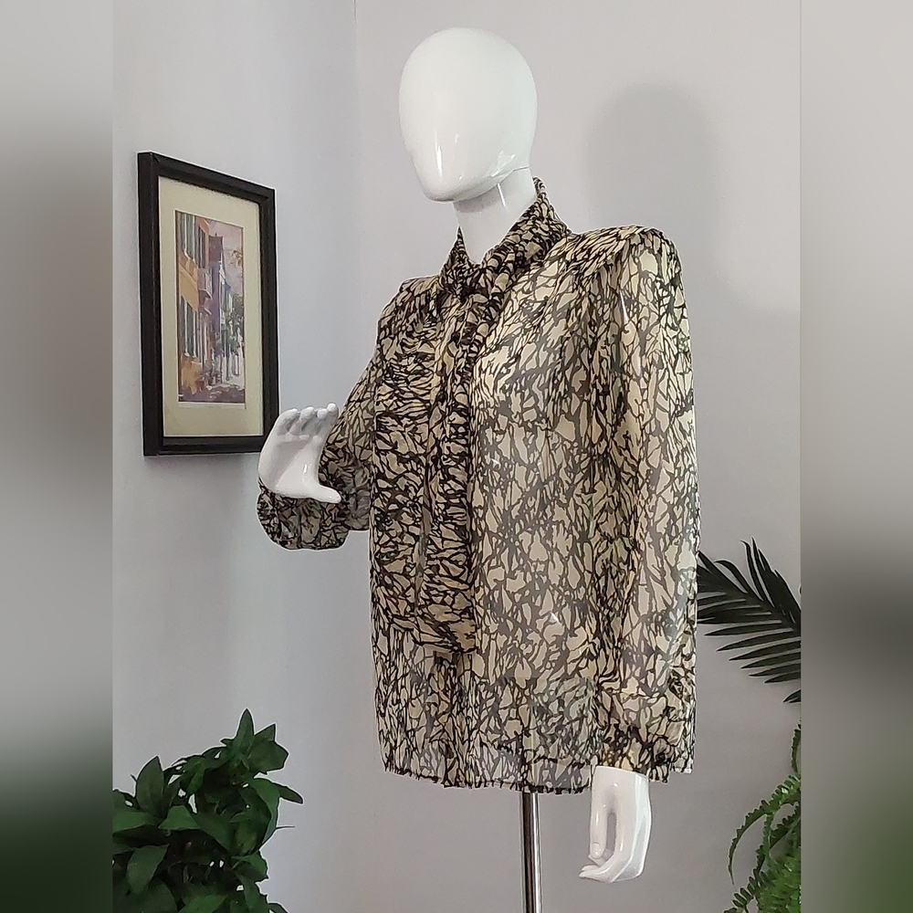 Vintage / Custom-Made Sheer Blouse / No Label / S… - image 2